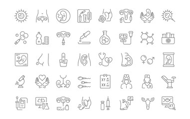 Set of Simple Icons of Test Tube Baby.