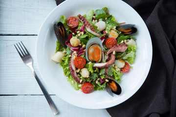 Seafood dishes in the restaurant