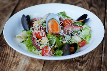 Seafood dishes in the restaurant