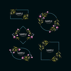 Set of floral frames. Wedding ornament concept. Vector layout decorative greeting card or invitation design elements