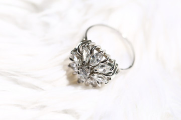 Diamond flower ring , love symbol