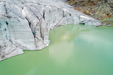 Papier Peint photo Lavable Glaciers Alta Valmalenco (IT) - Vista aerea del ghiacciaio di Fellaria - luglio 2018 