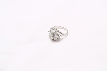 Diamond flower ring , love symbol