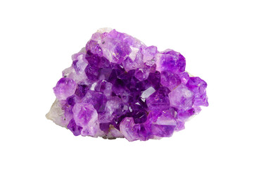 crystals of amethyst, Druze on a white background