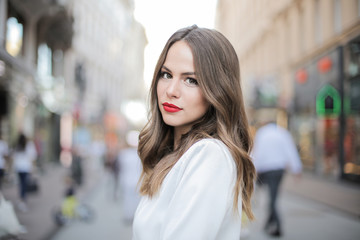 Fototapeta premium Portrait of amazing fashion girl