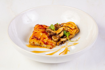 Halibut with mushroom