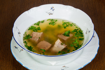 Beef soup with herbs