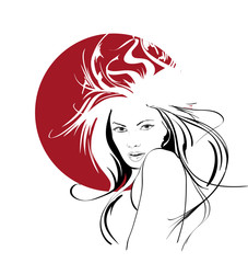 Style of beauty. Girl face. Fancy Hairstyle. Handrawn vector illustration.