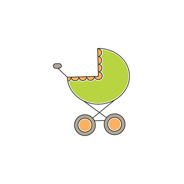 Baby carriage line icon