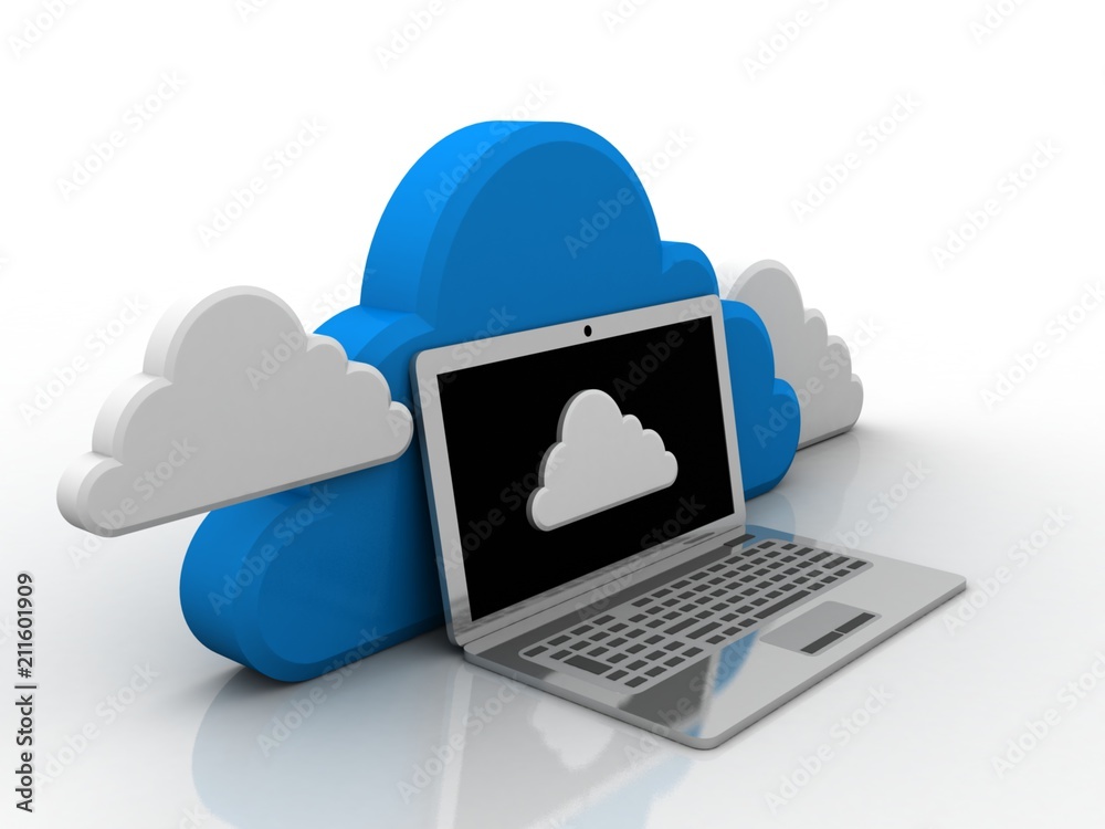 Poster 3d rendering cloud computing