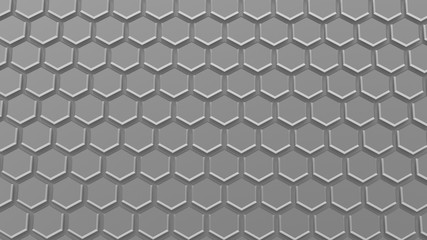 Surface of metal hexagons. Top orthographic view. Abstract background