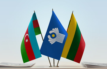 Flags of Azerbaijan CIS and Lithuania