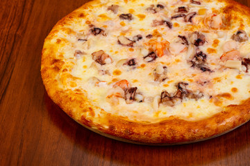 Pizza with seafood