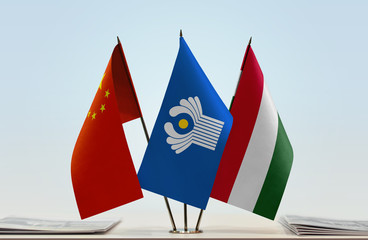 Flags of China CIS and Hungary