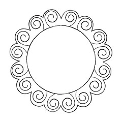 Round Doodle Line Art Frame Vector Set