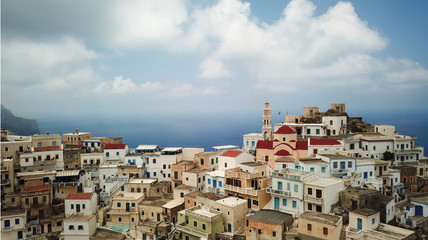 Panoramic view of Olympos in Karpathos island, Dodecanese Greece