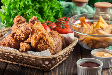 Breaded crispy fried kentucky chicken drumctick