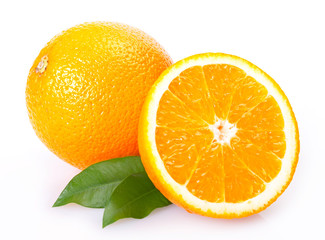 Fresh orange on white background