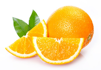 Fresh orange on white background