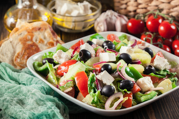 Greek salad with fresh vegetables