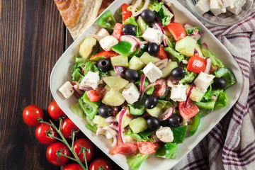 Greek salad with fresh vegetables