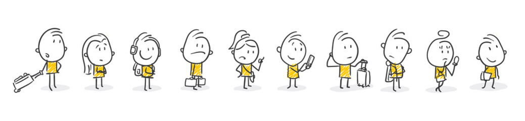 Strichfiguren / Strichmännchen: Warteschlange. (Nr. 272)