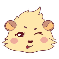 Funny cavy wink and shows the language, playful girl smiley - flirts emoji