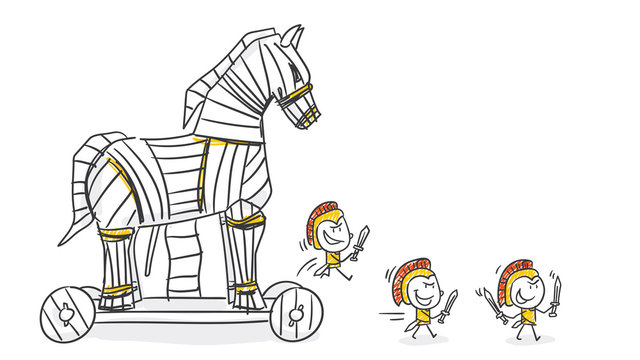 Strichfiguren / Strichmännchen: Trojanisches Pferd. (Nr. 264)	