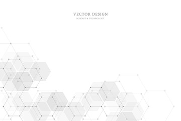 Vector medical background from hexagons. Geometric elements of design for modern communications, medicine, science and digital technology. Hexagon pattern background.