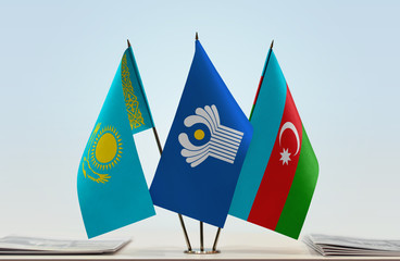 Flags of Kazakhstan CIS and Azerbaijan