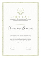 Certificate. Template diploma currency border. Award background Gift voucher.
