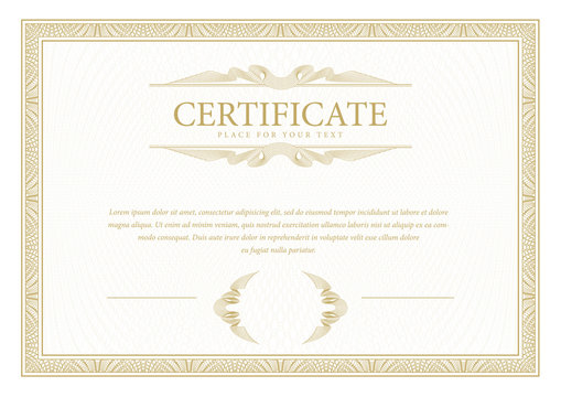 Certificate. Template diploma currency border. Award background Gift voucher.
