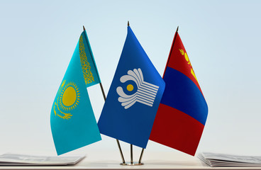 Flags of Kazakhstan CIS and Mongolia