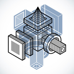 Abstract vector geometric form, 3D creative shape.