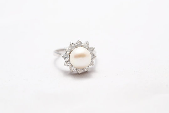 Pearl On Diamond Ring