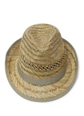 Old straw hat on a white background