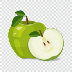 Green apple icon isolated on white background