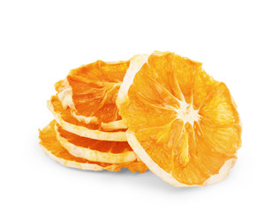 Dried orange slices isolated on white