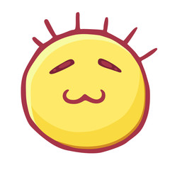 Colored emoticons icon, smiley with closed eyes and cat s mouth, cunning emoji