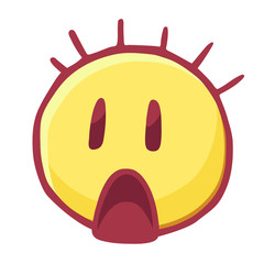 Colored emoticons icon, smiley with open mouth, surprised emoji