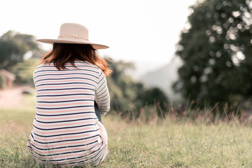 woman sad on the mountain