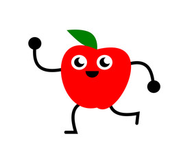 A funny illustration of an apple dancing