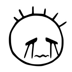 Line emoticons icon, smiley with wavy lips and streams of tears, Crying Sad Emoji A Face