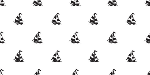 Obraz na płótnie Canvas boat seamless pattern vector yacht helm anchor nautical maritime tile background repeat wallpaper scarf isolated