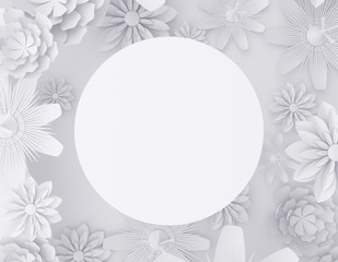 Round white floral background