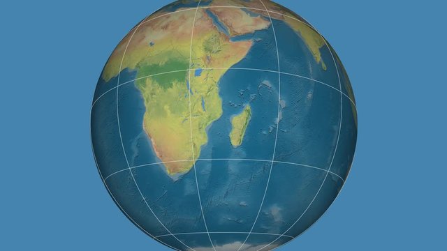 Zoom-in on Madagascar extruded. Topographic