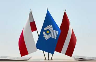 Flags of Poland CIS and Latvia