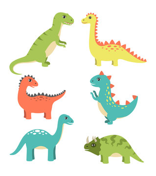 Dinosaurs Types Collection Vector Illustration