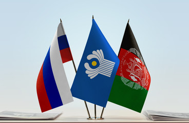 Flags of Russia CIS and Afghanistan