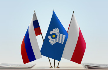 Flags of Russia CIS and Poland